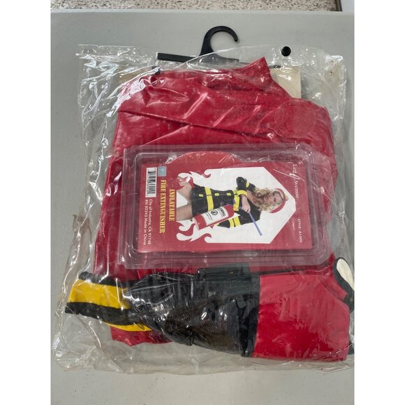 Sexy Firefighter Costume Red Yellow Inflatable Fire Extinguisher Leg Avenue NEW - Picture 6 of 8